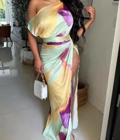 High Slit Tie-Dye Dress